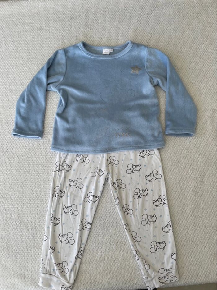 Pyjama garçon 2 pièces bleu clair et blanc Disney Mickey 36 mois