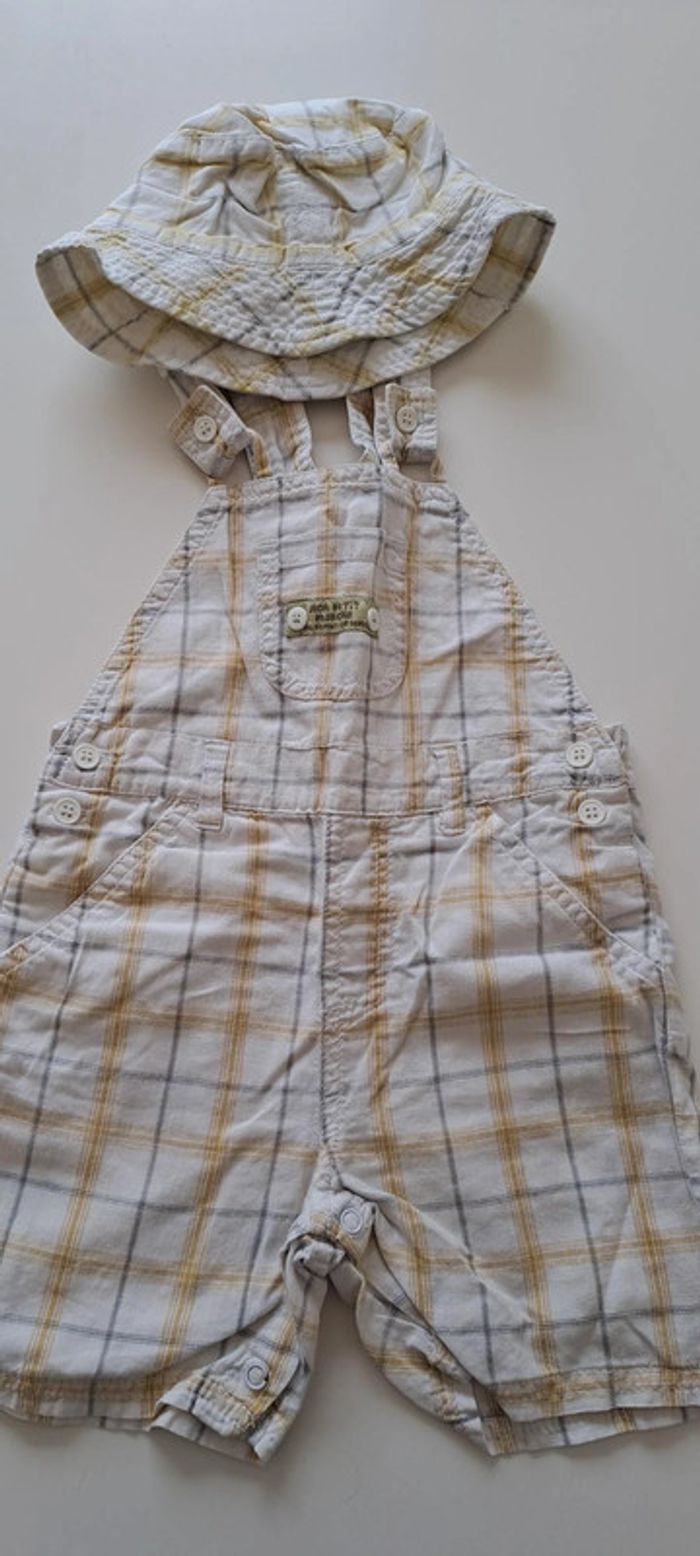 Salopette courte garçon avec bob 12 mois