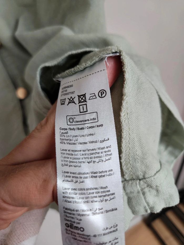 Chemisier lin vert de gris Gémo T.46/48 - photo numéro 5
