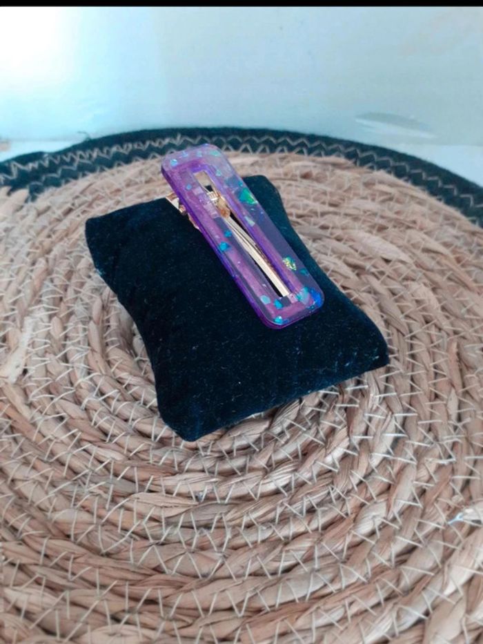 Barrette cheveux violet pailleté n°4 - photo numéro 3
