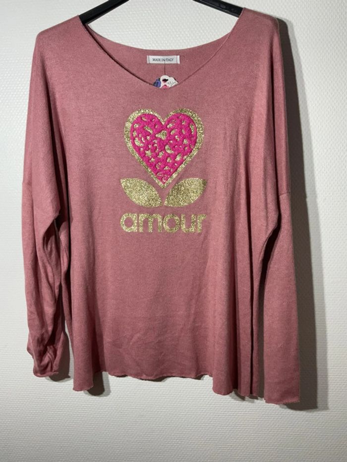 Pull « amour » femme taille unique (40-46)- just me - neuf avec étiquette