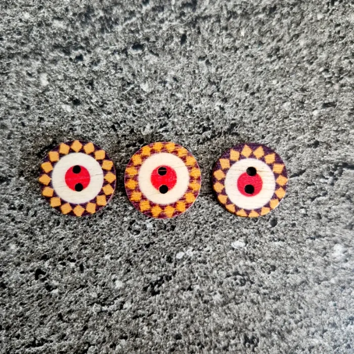 Lot de 3 boutons en bois vintage
