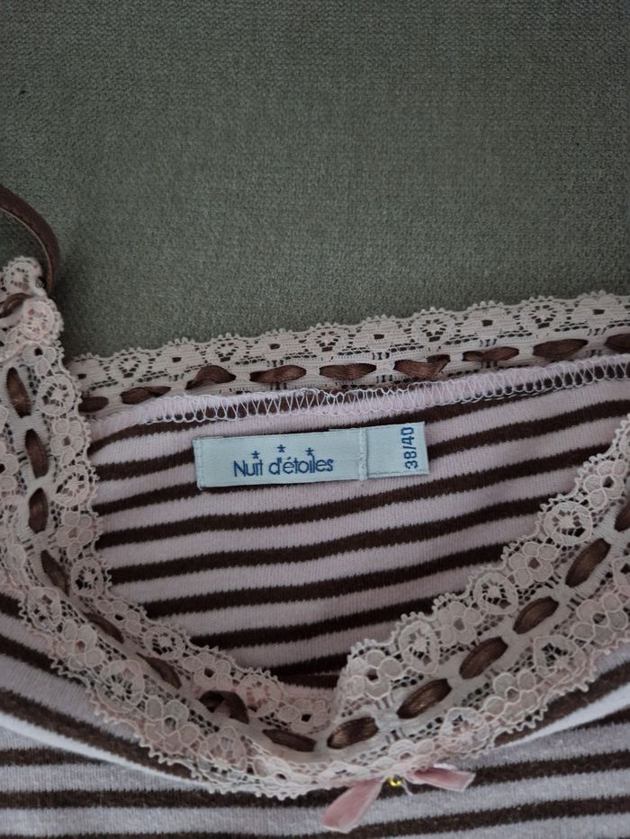 Débardeur rose clair à rayures marron Nuit Étoile - photo numéro 7