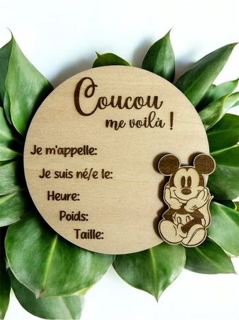 Rond bois naissance Mickey