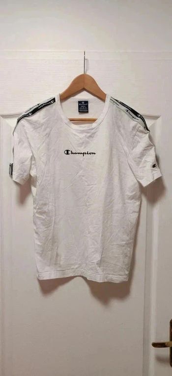 T-shirt mc blanc surpiqûres épaules Champion S