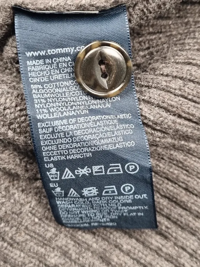 Pull col châle gris Tommy Hilfiger – Taille L Homme (mesures en photos) - photo numéro 9