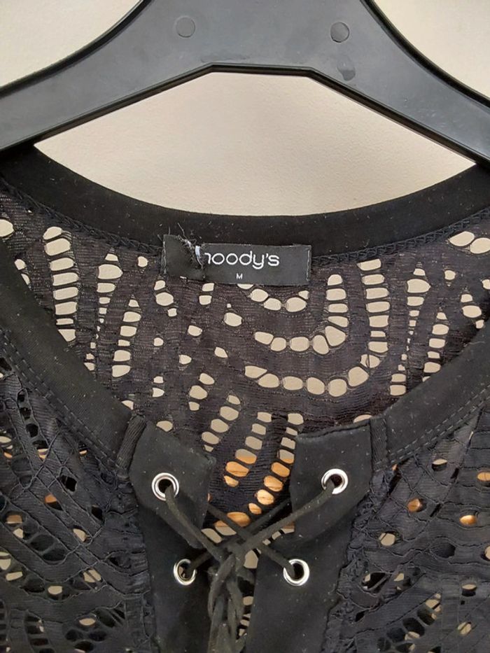 Superbe blouse noire ajourée Moody 's T 38 - photo numéro 3