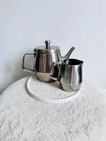 Sublime set à thé - théière et son pot de lait en inox 18/8