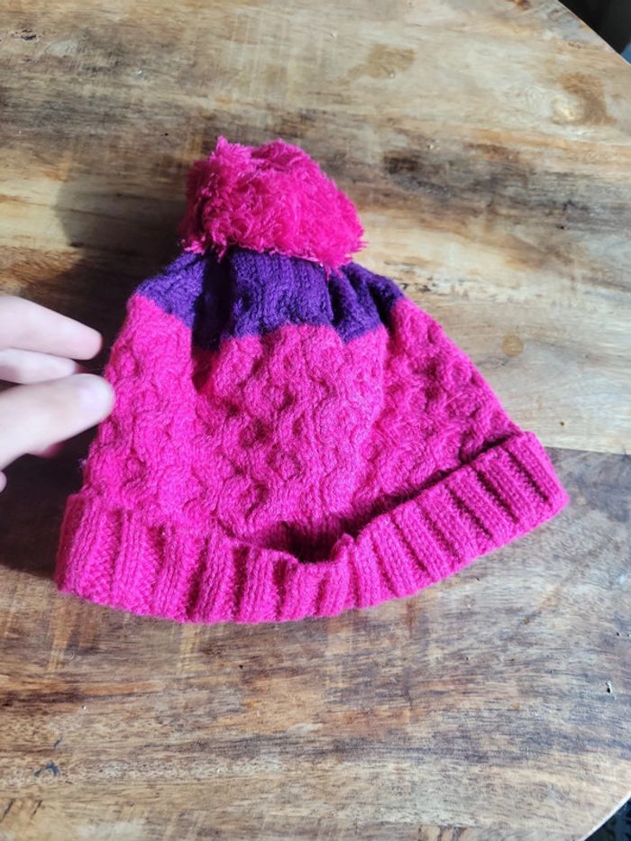 Bonnet avzc doublure rose violet taille 2 4 ans fille chaud - photo numéro 2