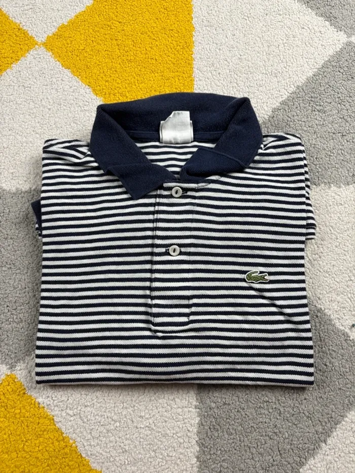 Polo à rayures Lacoste | Bleu marine et blanc | Taille XXL