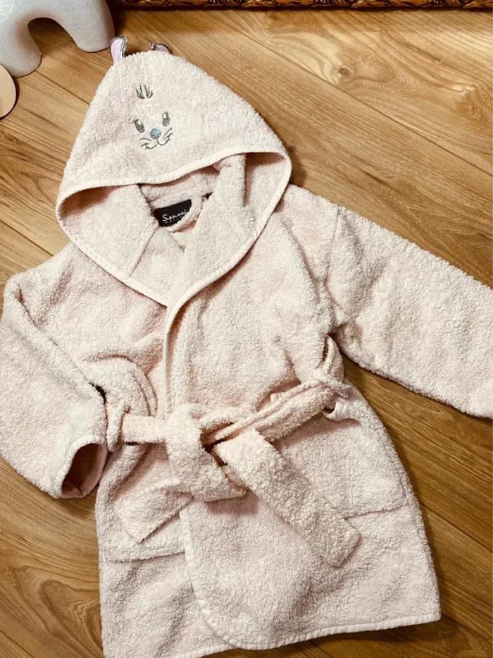 Taille 4 ans peignoir éponge fille maison sensei rose pâle * chat * 🩷 - photo numéro 4