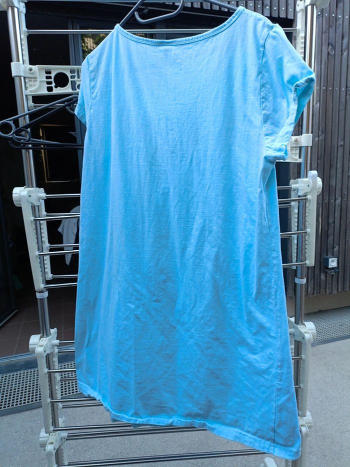 T-shirt blanche porte bleu turquoise taille 52 - photo numéro 5