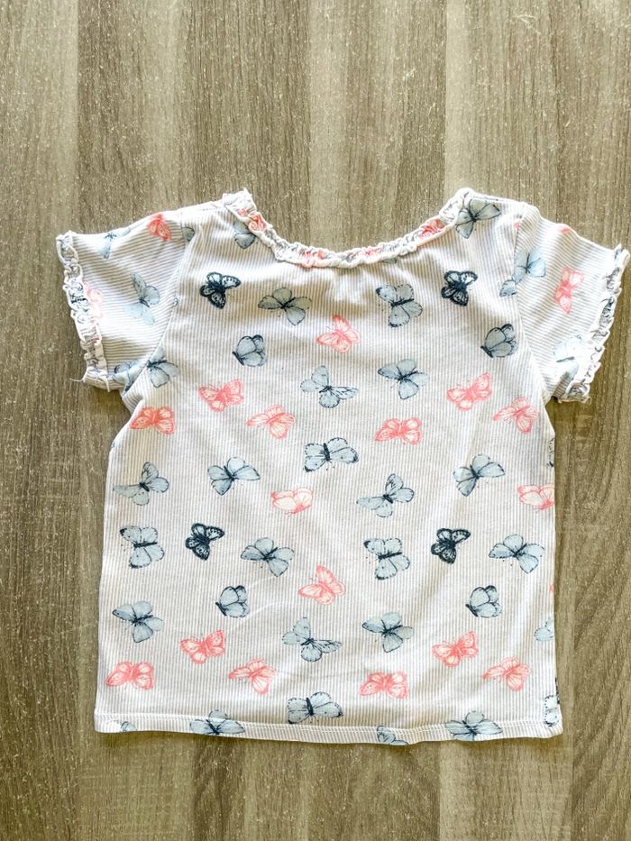 T-shirt manches courtes imprimé papillons H&M bébé fille taille 6-9 mois - photo numéro 5