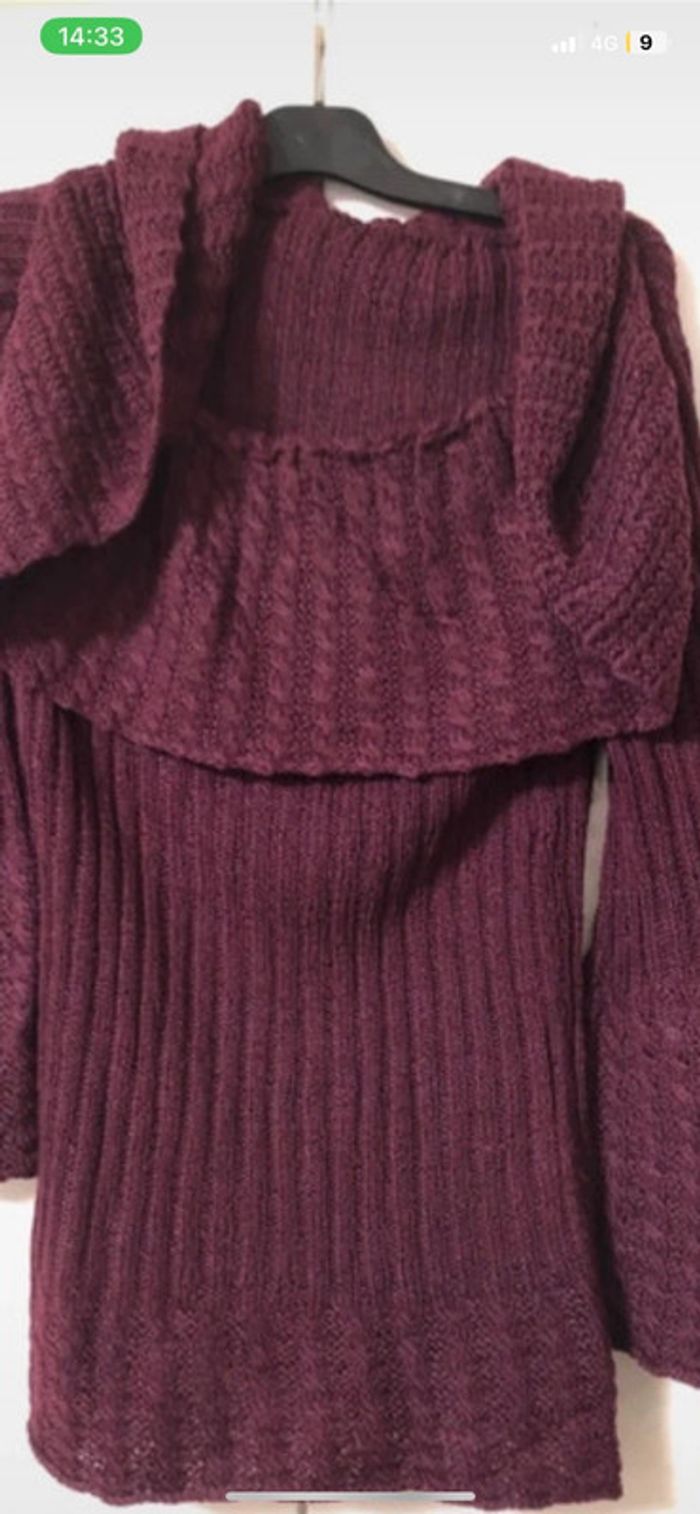 Pull d’hiver tricot/ laine . Sweat long . Pull d’hiver Ww taille M - photo numéro 3