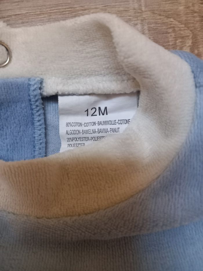 Pyjama 1 pièce bleu taille 12 mois - photo numéro 3