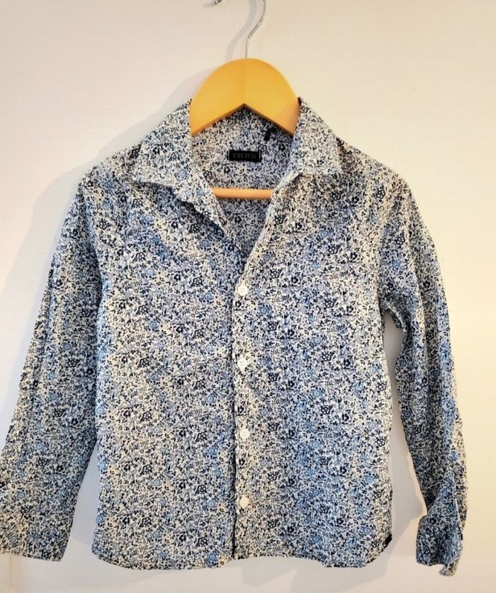 IKKS 5 ans – chemise fleurie bleu blanc garçon - photo numéro 3