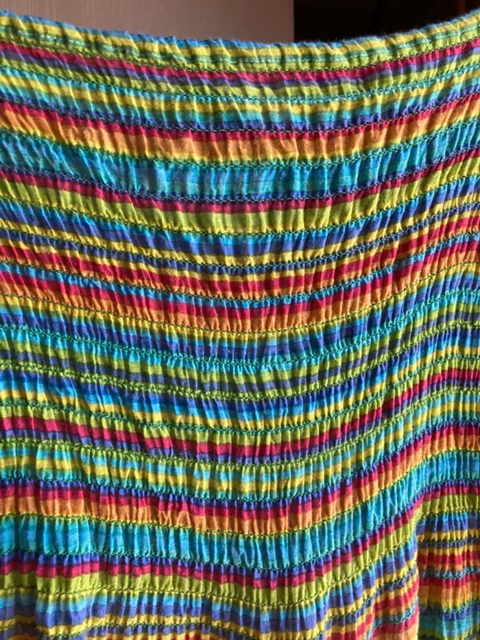 Superbe combo pantalon saroual ligné made in India tour en coton - photo numéro 2