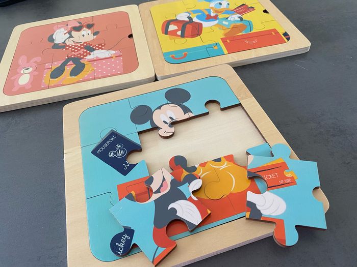 Minis puzzles en bois 3 en 1 Disney - photo numéro 2