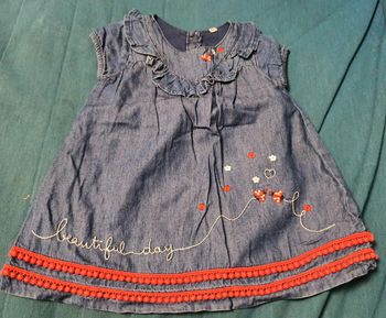 Robe sans manches col volant fleurs et coccinelles été 6 mois