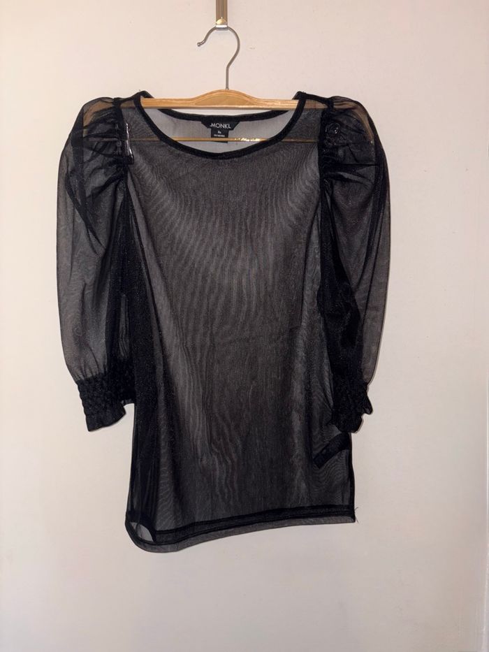 Haut noir transparent Monki noir taille XS en très bon état