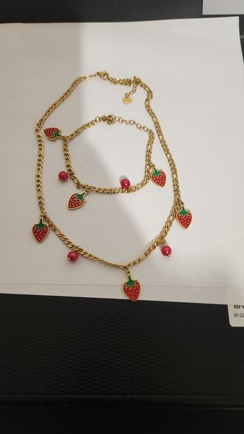 Collier et bracelet fraise en acier inoxydable 