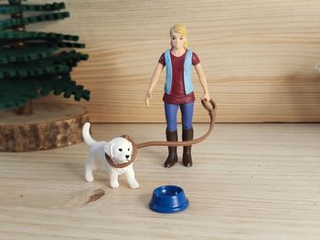 Schleich femme blonde et son chiot Labrador blanc Figurine personnage et animal domestique