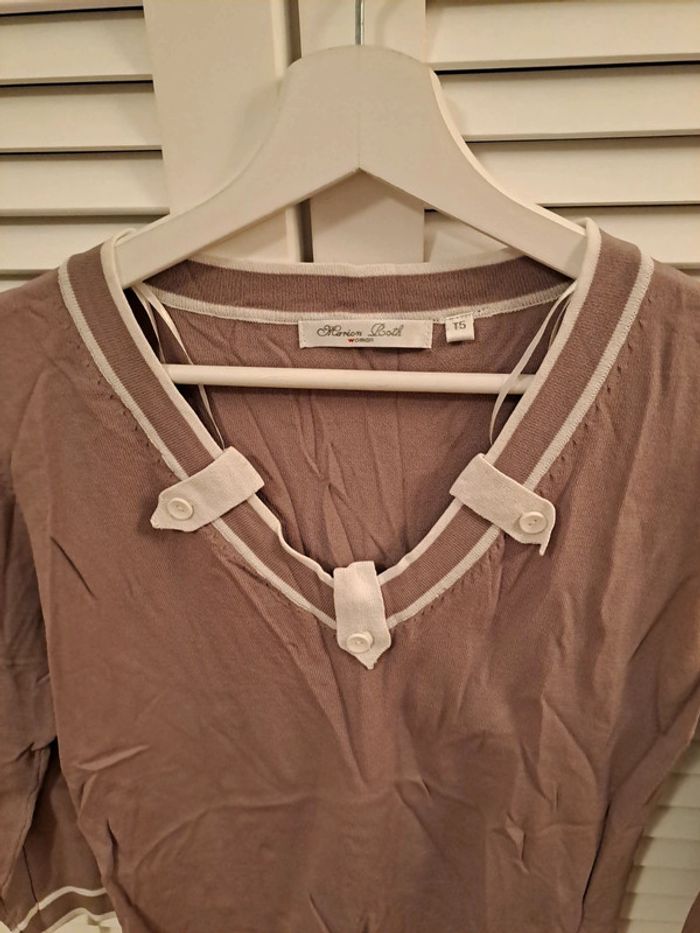 Haut beige et écru taille 5 = 38/40 - photo numéro 2