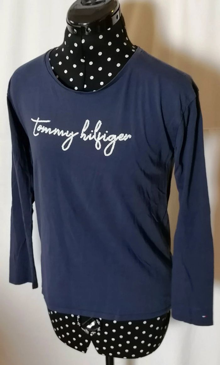 Tee-shirt manches longues bleu marine sequins taille 16 ans Tommy Hilfiger - photo numéro 6