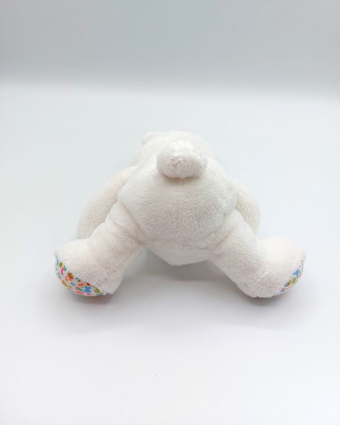 Petite peluche lapin blanc écru GIPSY Pâques fleur note musique œufs SON HS 18 cm doudou - photo numéro 3
