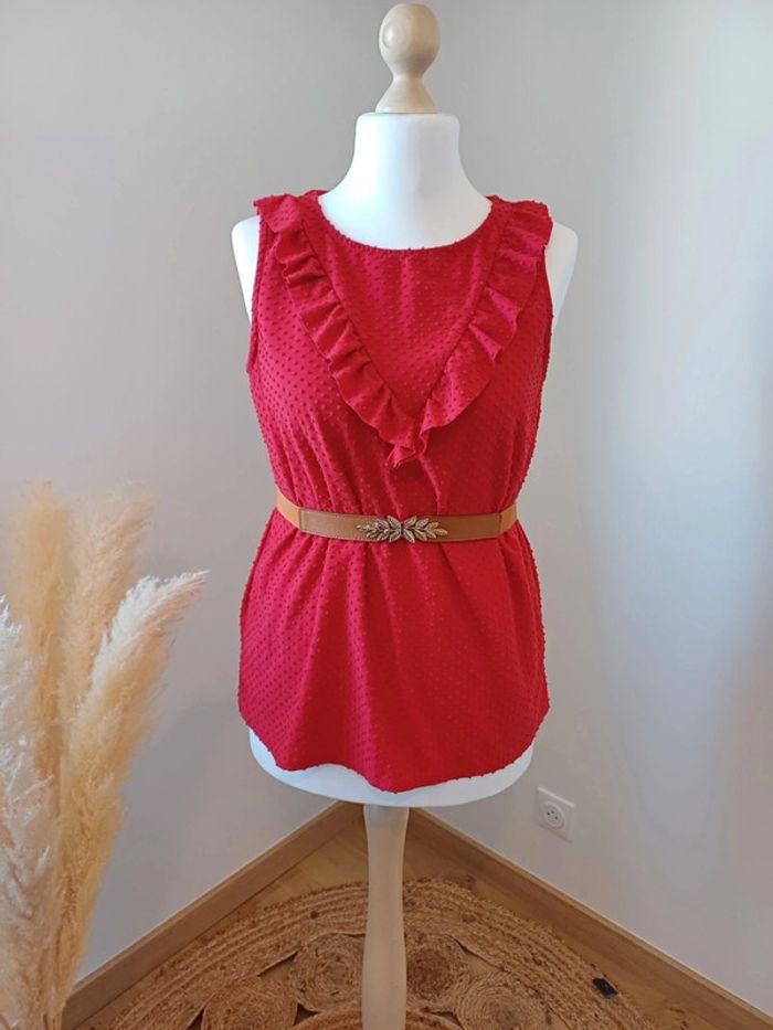 Blouse rouge sans manches Kiabi taille L 40