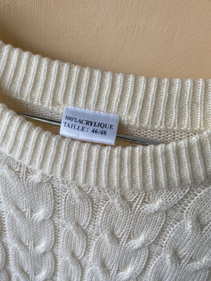 Pull écru torsadé vintage 46/48 - photo numéro 6