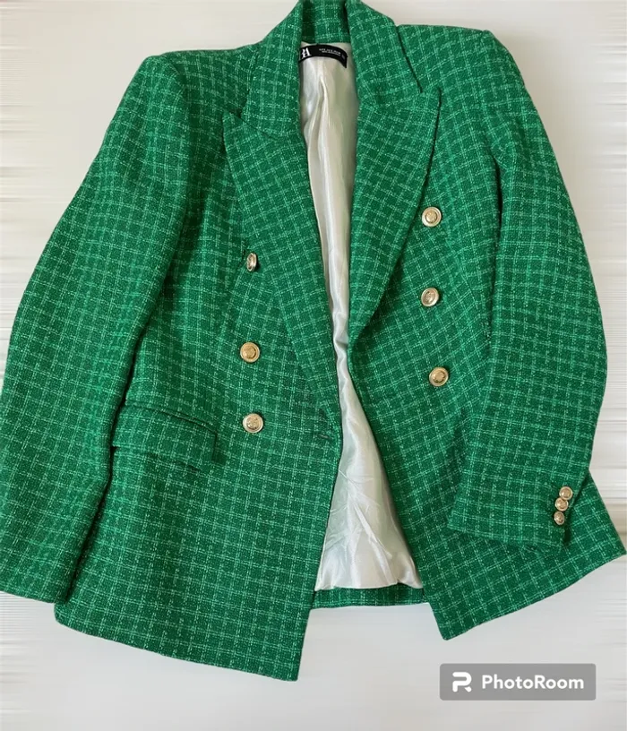 Zara Veste blazer tailleur tweed à boutonnage croisé taille S - photo numéro 10