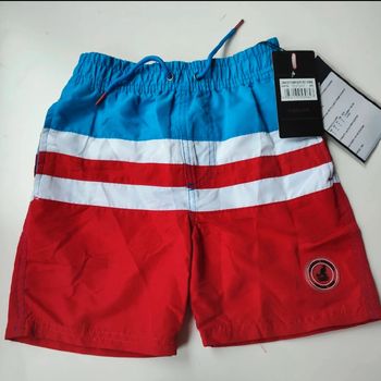 Short de bain neuf blanc bleu rouge  taille 7/8 ans Kangol original