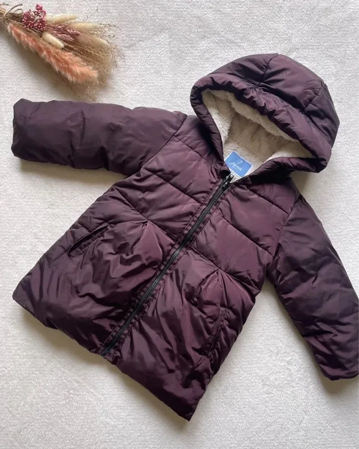 Manteau à capuche couleur prune 36 mois - Jacadi - photo numéro 4