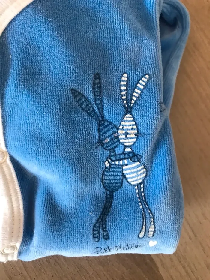 Dors bien en velours bleu Petit Bateau 3 mois - photo numéro 4