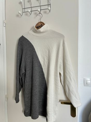 Robe bi-color blanc et gris style laine – Zara – Taille S 