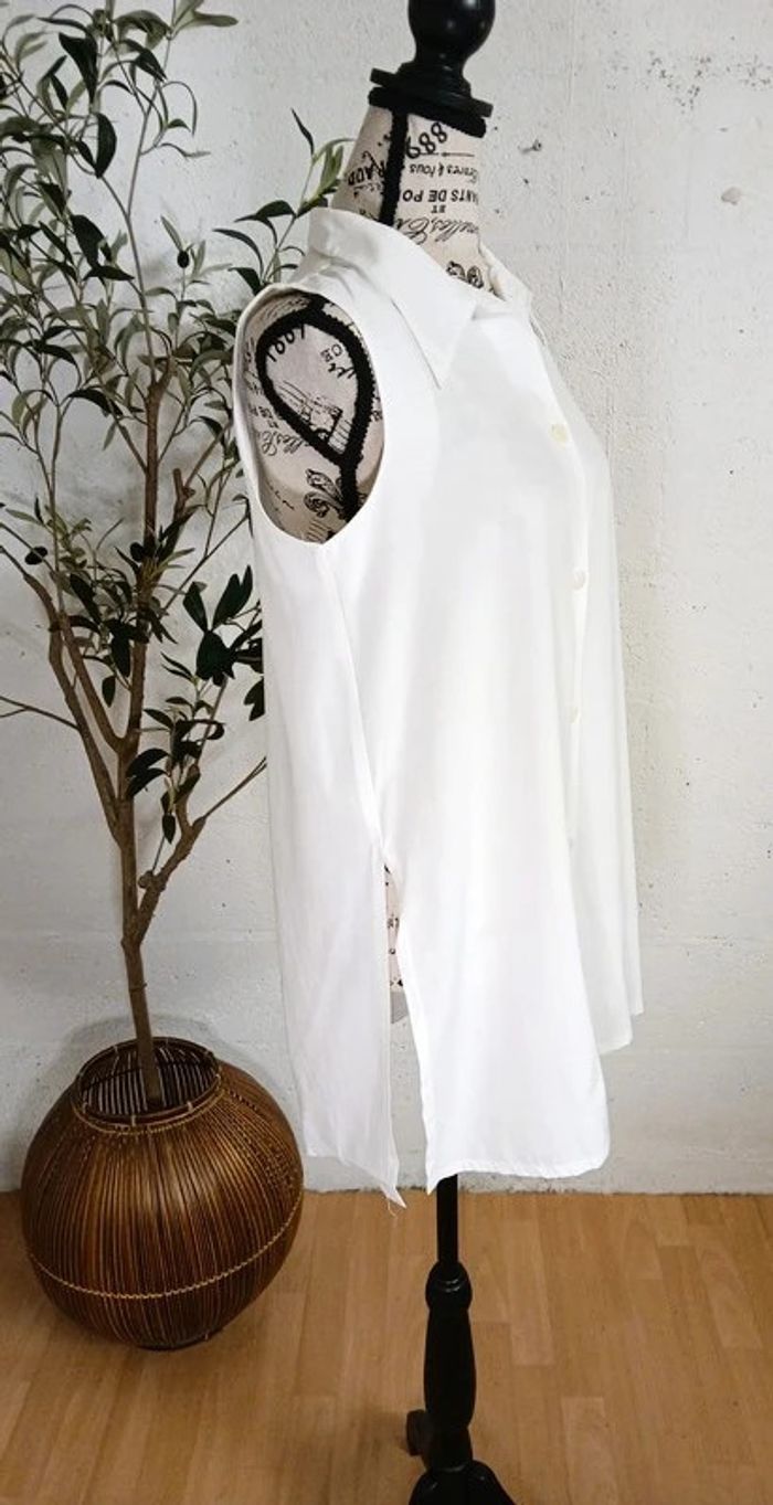 👚 Chemise longue sans manches blanche – Taille 38/40 – Très bon état - photo numéro 5