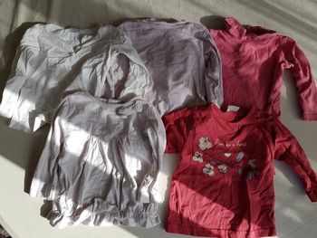 Lot de 5 t-shirts manches longues fille 12 mois