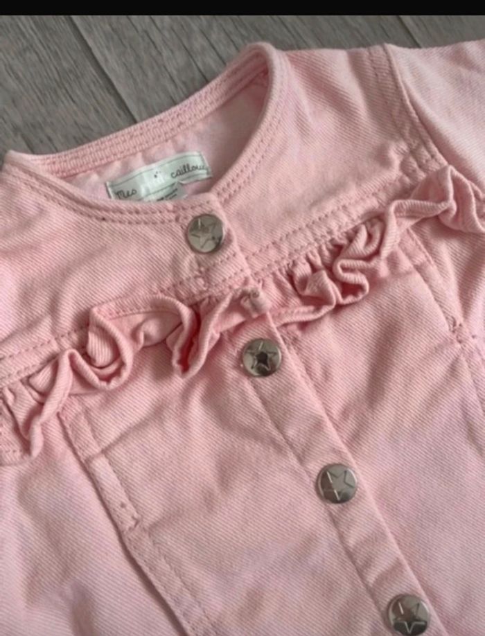 Veste en jean rose avec volants mes petits cailloux  12 mois - photo numéro 2