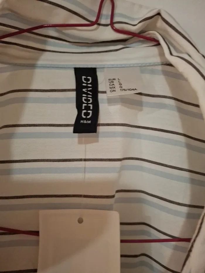 Chemise loose blanche à rayures bleues L - photo numéro 2