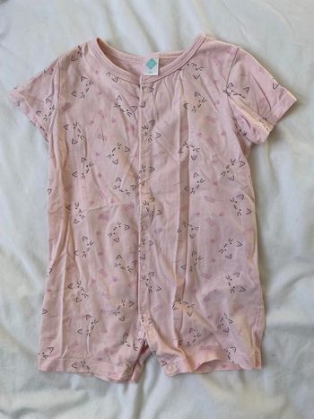Pyjama combi short rose chat Tex 12 mois