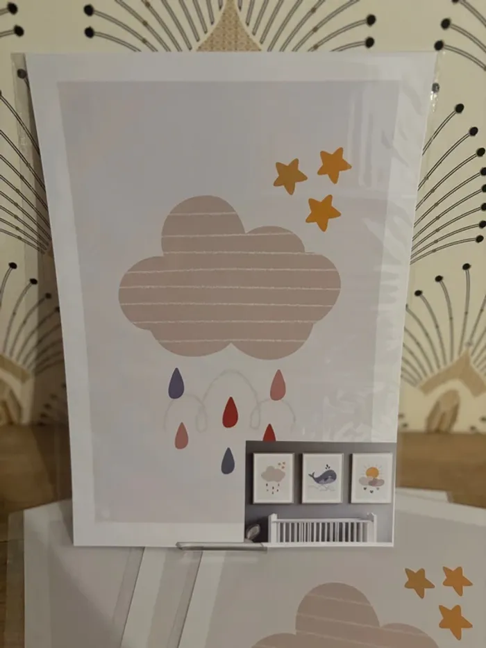 Affiches “Nuages & Baleine Douce” pour chambre enfant
