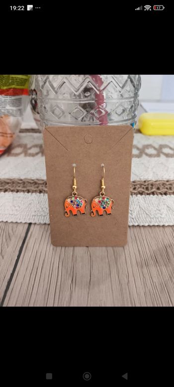 Boucles d'oreilles éléphant orange