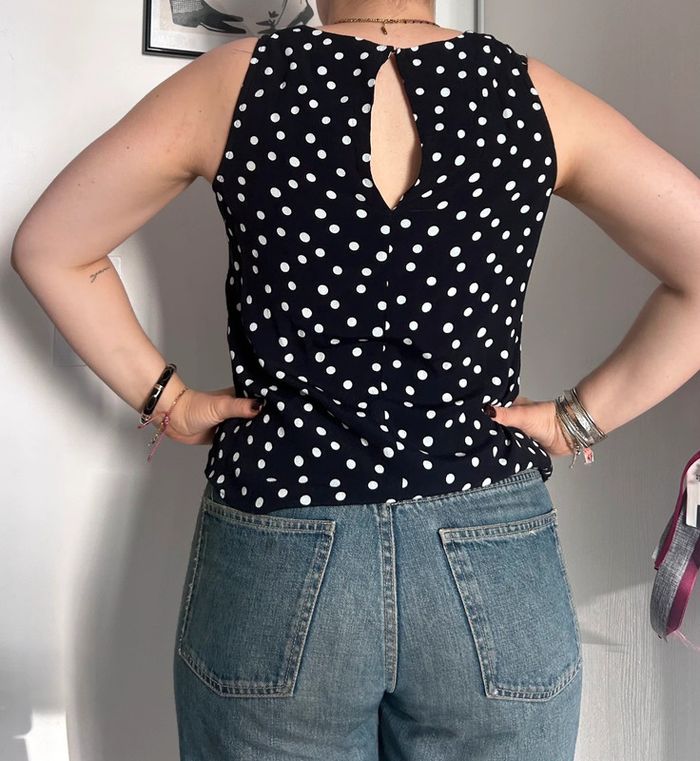 T-shirt Monoprix Femme à pois noirs – Taille 40 - Polka dot - photo numéro 2