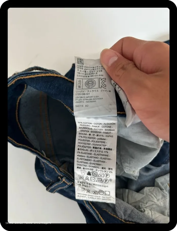 Jean Levi's Femme Marine | 721 High Rise Skinny | Taille W30 L30 FR40 | Très Bon État | BP62 - photo numéro 6