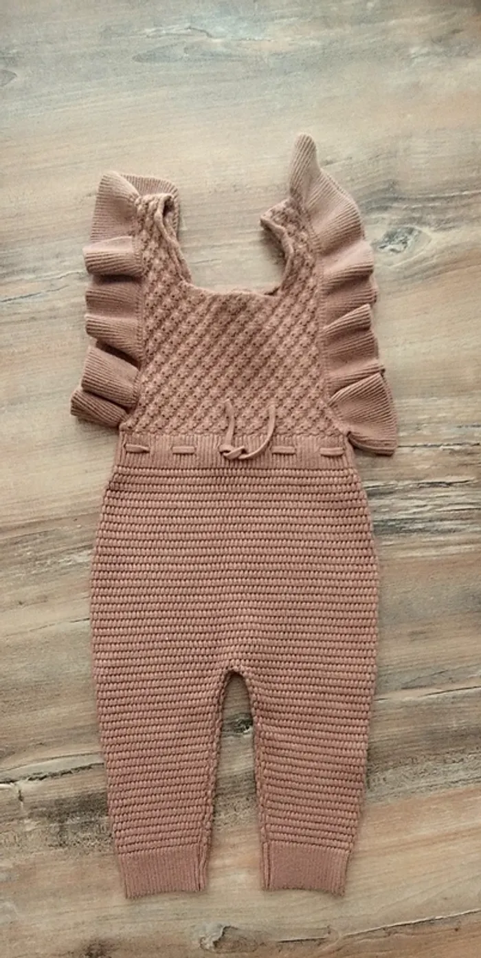 Salopette maille fille marron