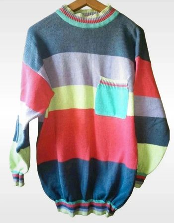 🌈pull oversize femme laine vintage à rayures multicolores claire t m 38