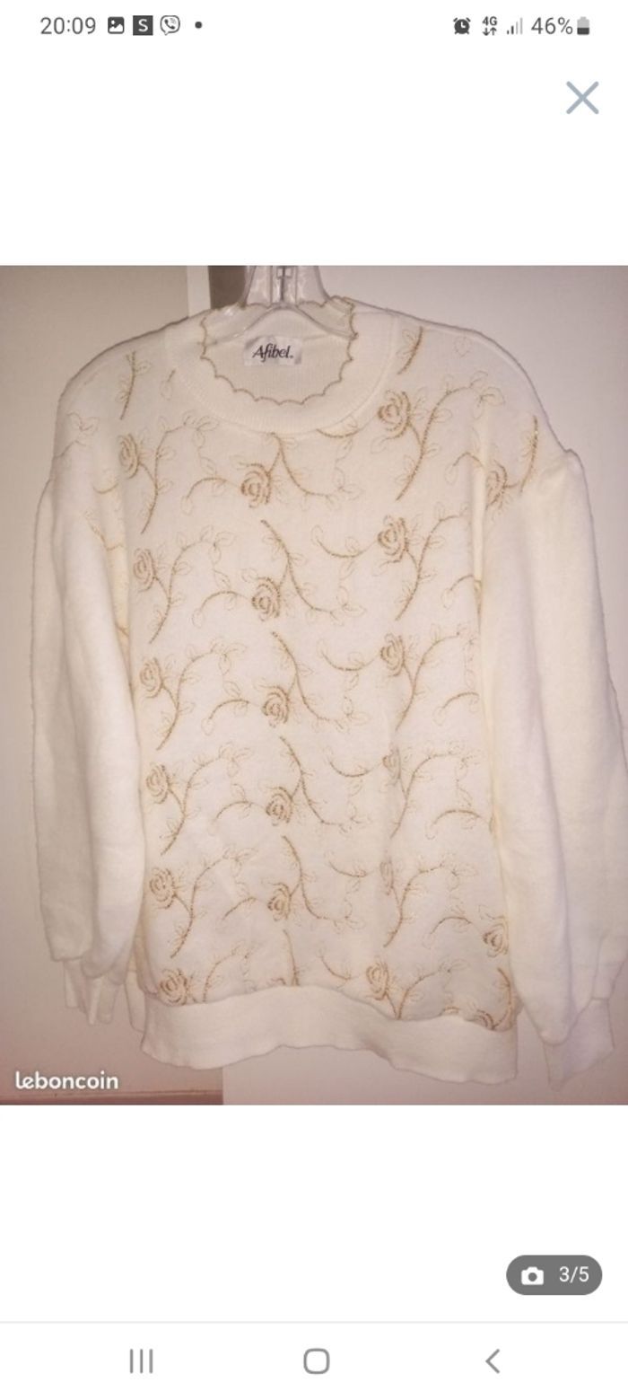 Pull noel blanc et dore