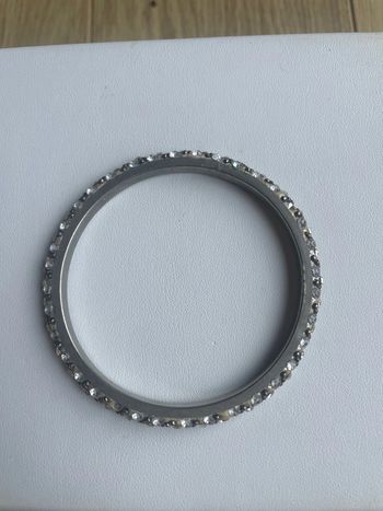 Jonc bracelet argenté strass