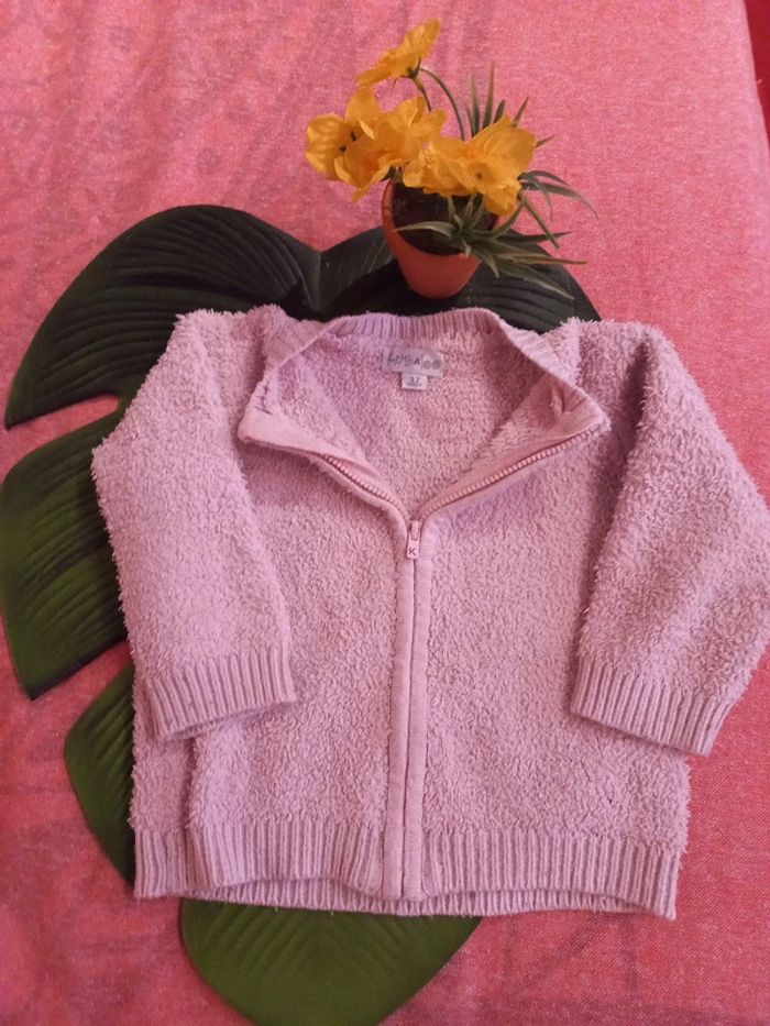 Gilet 12 mois bébé fille toute saison rose pale - photo numéro 3